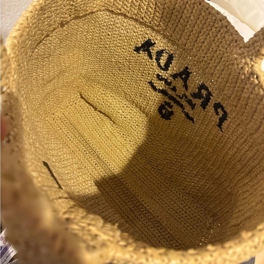 PRADA NWT Crochet Raffia Tote Bag Straw Logo Purse Natural - Picture 8 of 12